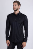 Barabas Men's Textured Stretch Button Down Long Sleeve Shirts 5B24 Black