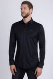 Barabas Wholesale Men's Textured Stretch Button Down Long Sleeve Shirts 5B24 Black