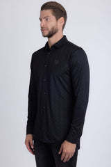 Barabas Wholesale Men's Textured Stretch Button Down Long Sleeve Shirts 5B24 Black