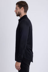 Barabas Men's Textured Stretch Button Down Long Sleeve Shirts 5B24 Black