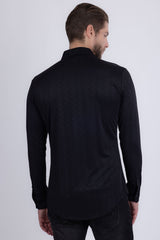 Barabas Wholesale Men's Textured Stretch Button Down Long Sleeve Shirts 5B24 Black