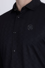 Barabas Wholesale Men's Textured Stretch Button Down Long Sleeve Shirts 5B24 Black
