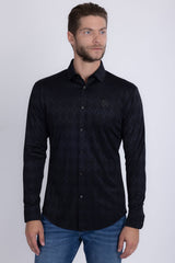 Barabas Wholesale Men's Textured Stretch Button Down Long Sleeve Shirts 5B26 Black