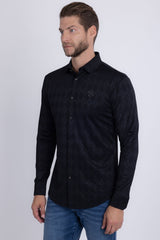 Barabas Wholesale Men's Textured Stretch Button Down Long Sleeve Shirts 5B26 Black
