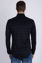 Barabas Wholesale Men's Textured Stretch Button Down Long Sleeve Shirts 5B26 Black