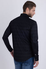 Barabas Wholesale Men's Textured Stretch Button Down Long Sleeve Shirts 5B26 Black