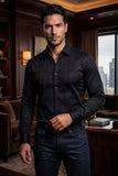 Barabas Wholesale Men's Textured Stretch Button Down Long Sleeve Shirts 5B26 Black
