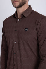 Barabas Wholesale Men's Textured Stretch Button Down Long Sleeve Shirts 5B26 Coffee