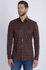 Barabas Wholesale Men's Textured Stretch Button Down Long Sleeve Shirts 5B26 Coffee
