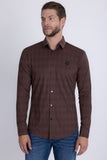 Barabas Wholesale Men's Textured Stretch Button Down Long Sleeve Shirts 5B26 Coffee