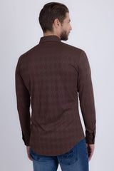 Barabas Wholesale Men's Textured Stretch Button Down Long Sleeve Shirts 5B26 Coffee