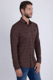 Barabas Wholesale Men's Textured Stretch Button Down Long Sleeve Shirts 5B26 Coffee