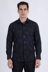 Barabas Wholesale Men's Embroidered Sequins Collar Long Sleeve Shirts 5B41 Black