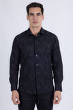 Barabas Wholesale Men's Embroidered Sequins Collar Long Sleeve Shirts 5B41 Black