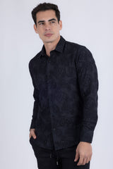 Barabas Wholesale Men's Embroidered Sequins Collar Long Sleeve Shirts 5B41 Black