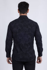 Barabas Wholesale Men's Embroidered Sequins Collar Long Sleeve Shirts 5B41 Black
