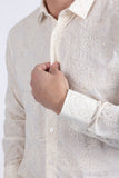 Barabas Wholesale Men's Embroidered Sequins Collar Long Sleeve Shirts 5B41 Beige