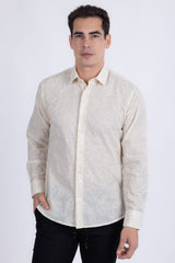 Barabas Wholesale Men's Embroidered Sequins Collar Long Sleeve Shirts 5B41 Beige