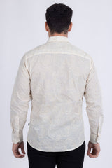 Barabas Wholesale Men's Embroidered Sequins Collar Long Sleeve Shirts 5B41 Beige