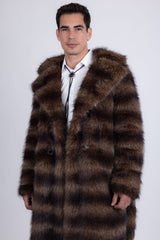 Barabas Wholesale Men's Soft Fur Notch Lapel Long Coat 5BHL01 Brown