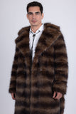 Barabas Wholesale Men's Soft Fur Notch Lapel Long Coat 5BHL01 Brown