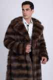 Barabas Wholesale Men's Soft Fur Notch Lapel Long Coat 5BHL01 Brown