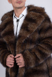 Barabas Wholesale Men's Soft Fur Notch Lapel Long Coat 5BHL01 Brown