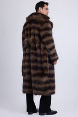 Barabas Wholesale Men's Soft Fur Notch Lapel Long Coat 5BHL01 Brown