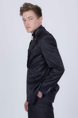 Barabas Wholesale Men's Floral Design Luxury Prom Notch Lapel Blazer 5BL01 Black