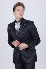 Barabas Wholesale Men's Floral Design Luxury Prom Notch Lapel Blazer 5BL01 Black