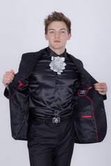 Barabas Wholesale Men's Floral Design Luxury Prom Notch Lapel Blazer 5BL01 Black