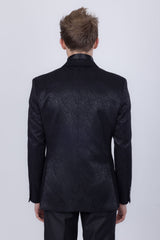 Barabas Wholesale Men's Floral Design Luxury Prom Notch Lapel Blazer 5BL01 Black