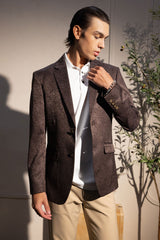 Barabas Wholesale Men's Floral Design Luxury Prom Notch Lapel Blazer 5BL01 Chocolate