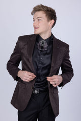 Barabas Wholesale Men's Floral Design Luxury Prom Notch Lapel Blazer 5BL01 Chocolate