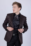 Barabas Wholesale Men's Floral Design Luxury Prom Notch Lapel Blazer 5BL01 Chocolate
