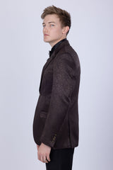 Barabas Wholesale Men's Floral Design Luxury Prom Notch Lapel Blazer 5BL01 Brown