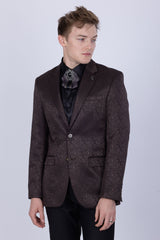 Barabas Wholesale Men's Floral Design Luxury Prom Notch Lapel Blazer 5BL01 Chocolate
