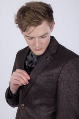Barabas Wholesale Men's Floral Design Luxury Prom Notch Lapel Blazer 5BL01 Brown