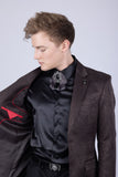 Barabas Wholesale Men's Floral Design Luxury Prom Notch Lapel Blazer 5BL01 Chocolate