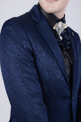 Barabas Wholesale Men's Floral Design Luxury Prom Notch Lapel Blazer 5BL01 Light Blue