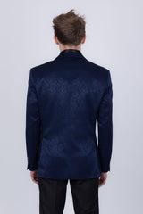 Barabas Wholesale Men's Floral Design Luxury Prom Notch Lapel Blazer 5BL01 Blue