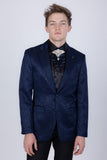 Barabas Wholesale Men's Floral Design Luxury Prom Notch Lapel Blazer 5BL01 Navy