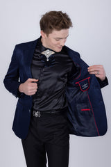 Barabas Wholesale Men's Floral Design Luxury Prom Notch Lapel Blazer 5BL01 Blue