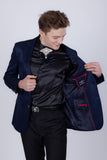 Barabas Wholesale Men's Floral Design Luxury Prom Notch Lapel Blazer 5BL01 Blue
