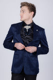 Barabas Wholesale Men's Floral Design Luxury Prom Notch Lapel Blazer 5BL01 Blue