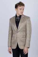 Barabas Wholesale Men's Floral Design Luxury Prom Notch Lapel Blazer 5BL01 Tan