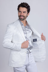 Barabas Wholesale Men's Floral Design Luxury Prom Notch Lapel Blazer 5BL01 White