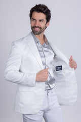 Barabas Wholesale Men's Floral Design Luxury Prom Notch Lapel Blazer 5BL01 White