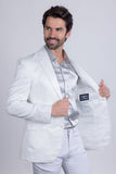 Barabas Wholesale Men's Floral Design Luxury Prom Notch Lapel Blazer 5BL01 White