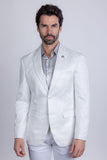 Barabas Wholesale Men's Floral Design Luxury Prom Notch Lapel Blazer 5BL01 White